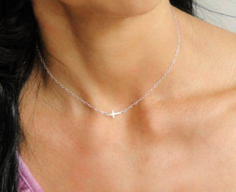 Sideways Cross Necklace