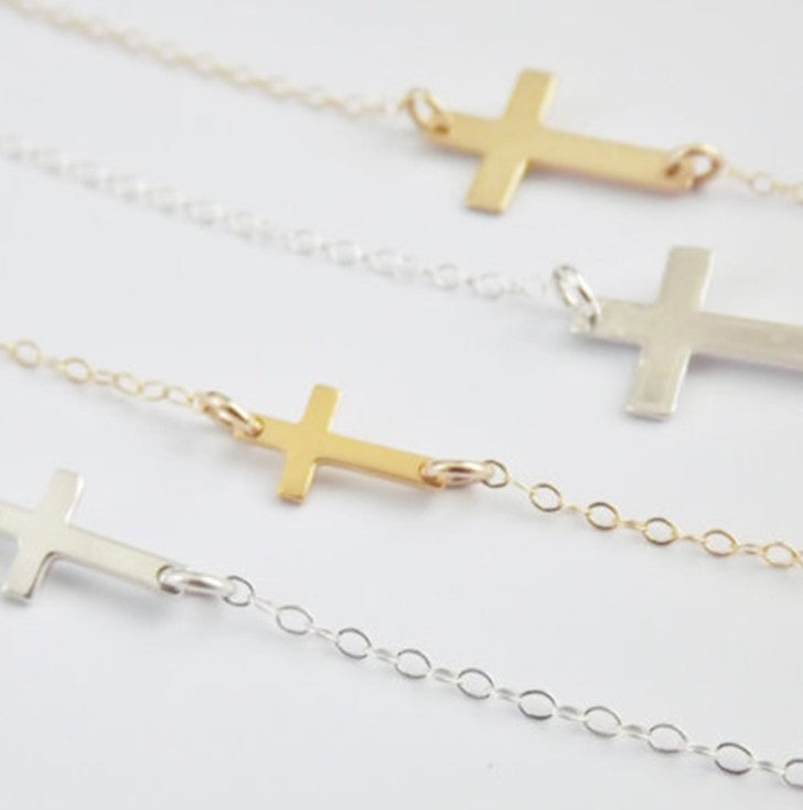 Sideways Cross Necklace