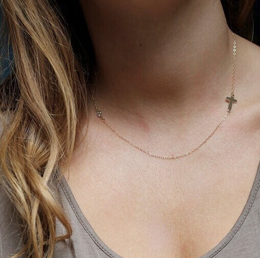 Sideways Cross Necklace